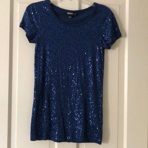DKNY Navy Blue Sequin Top